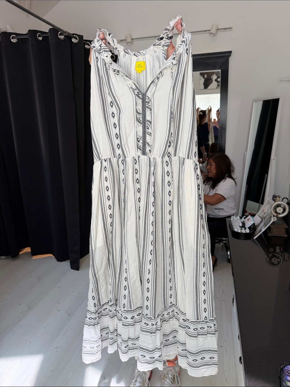 Roller Rabbit Black and White Striped Maxi Dress